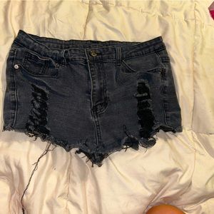 Black denim short